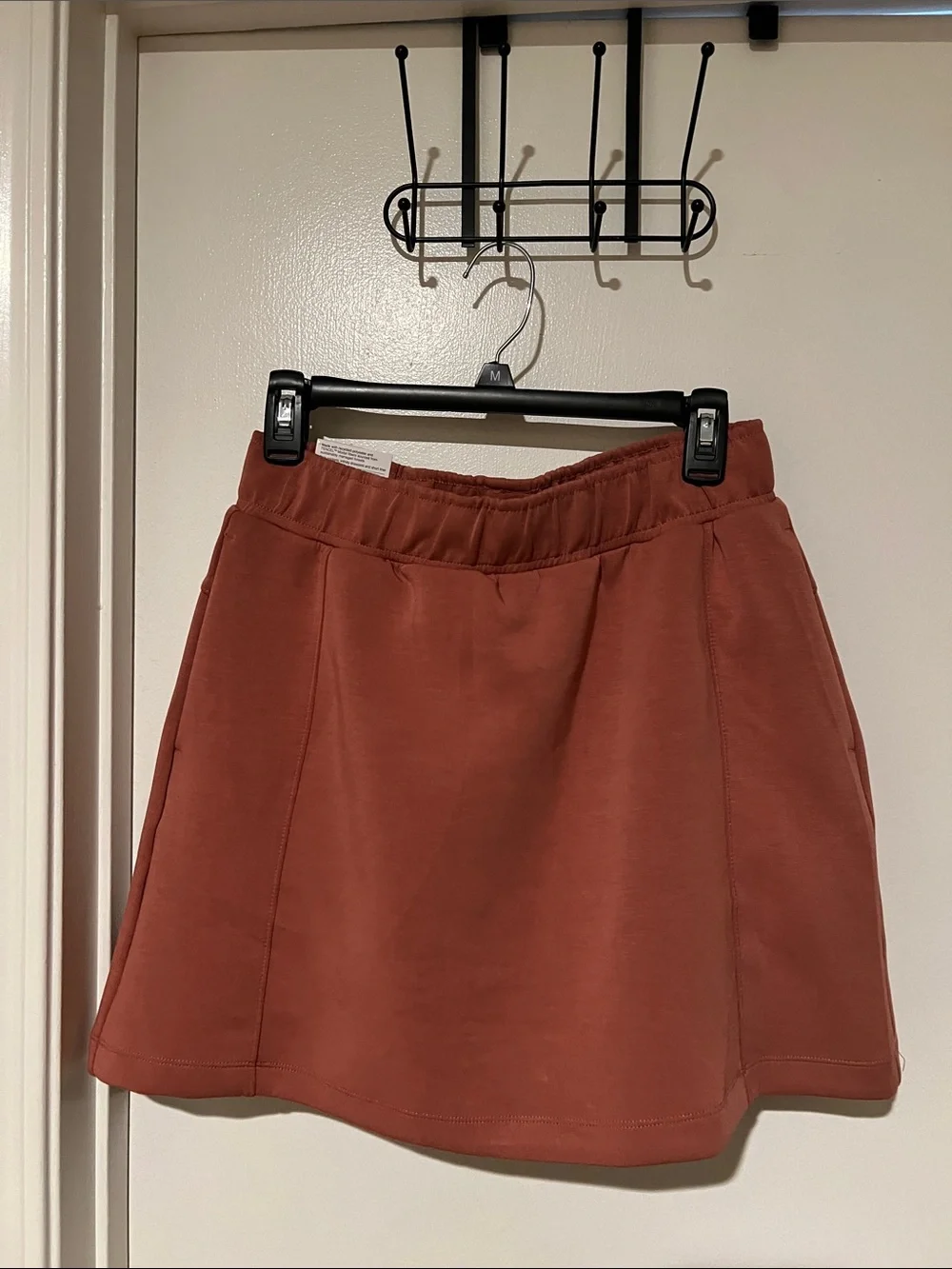 Casual Elastic-Waist A-Line Skirt in Rust